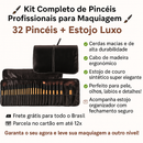 Kit c/ 32 Pincéis de Maquiagem com Estojo sintético