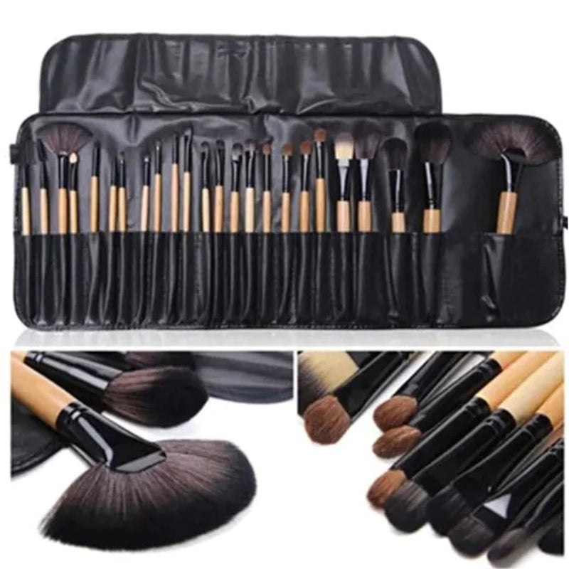 Kit c/ 32 Pincéis de Maquiagem com Estojo sintético