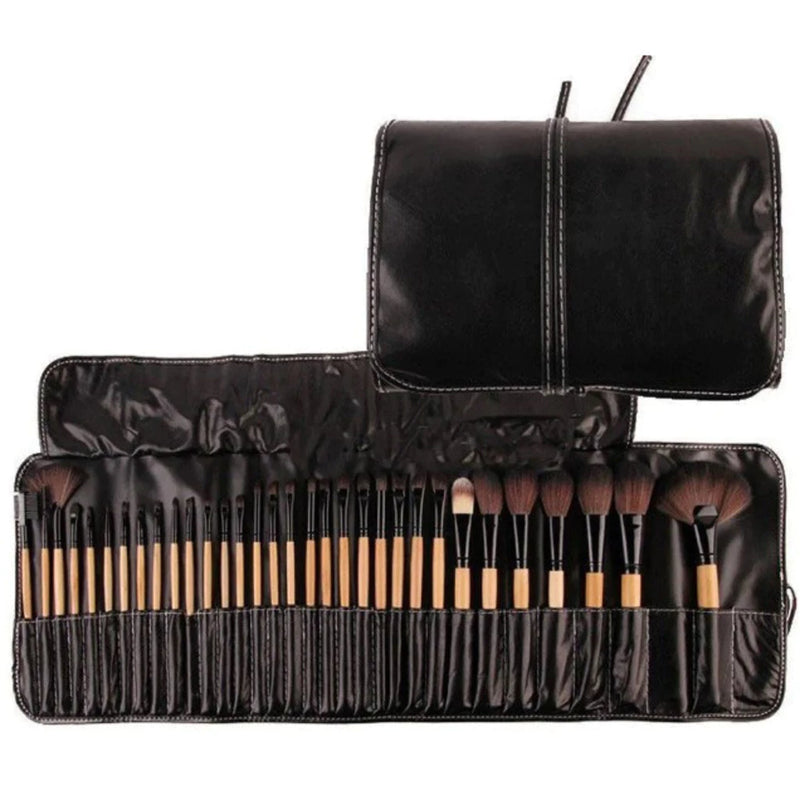 Kit c/ 32 Pincéis de Maquiagem com Estojo sintético